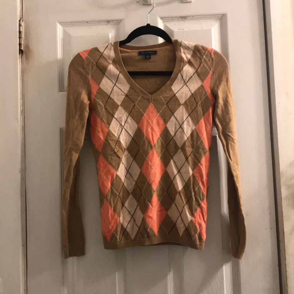 Tommy Hilfiger Tan Argyle Sweater